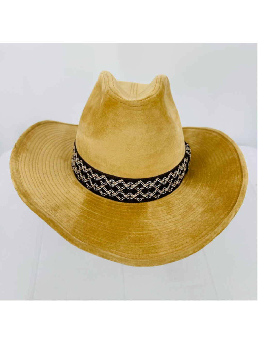 Vintage Western Cowboy Hat Beige with Woven Ribbon GW The Duke Collection